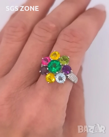 ТАЙЛАНДСКИ ПРЪСТЕН С ЕСТЕСТВЕНИ КАМЪНИ, снимка 3 - Пръстени - 52392891