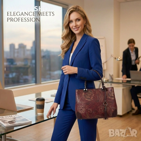 Елегантна дамска чанта от естествена кожа в цвят бордо НОВА, снимка 9 - Чанти - 53688892