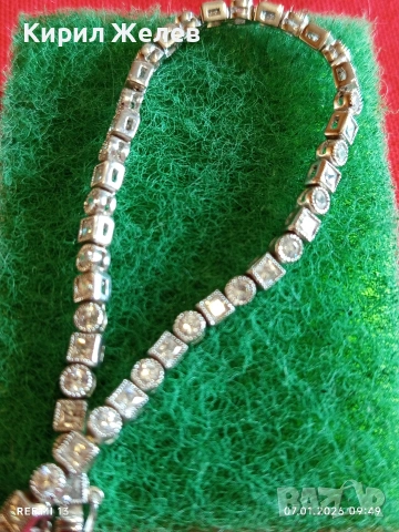 Сребърна гривна тип Тенис гривна с инкрустирани диаманти вълшебна много красива 52519