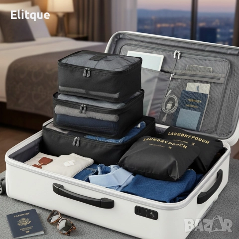 Комплект органайзер за багаж с 6 чанти за подреден и лесен транспорт