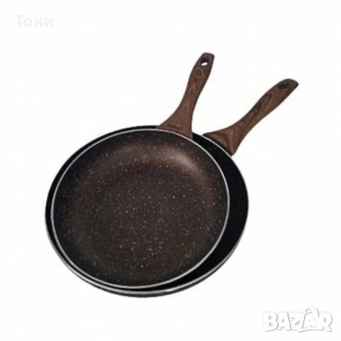 Комплект тигани 9Tnine-4419, 22/26см, Мраморно покритие, Кован алуминий, снимка 1