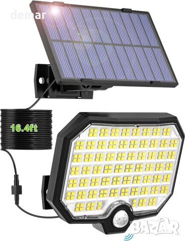Соларна охранителна лампа със сензор за движение, 252 LED, 3 режима, IP65