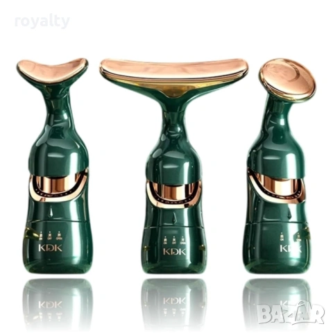 Електрически 4D масажор за лице, шия и очи 3в1 – Анти-ейдж уред с 3 сменяеми глави и лифтинг ефект з, снимка 3 - Масажори - 54125412