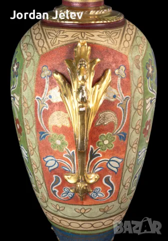 Рядка 100 годишна ваза от Franz Anton Mehlem- Royal Bonn., снимка 5 - Вази - 50295157