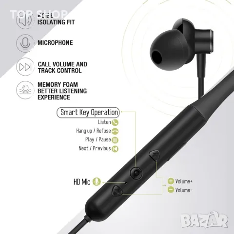 Bluetooth слушалки с лента за врат AzukiLife с впечатляващ звук, безжични слушалки, снимка 2 - Bluetooth слушалки - 49937564