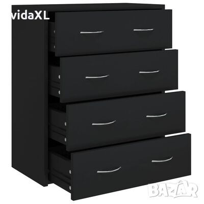 vidaXL Сайдборд с 4 чекмеджета, 60x30,5x71 см, черен（SKU:342577