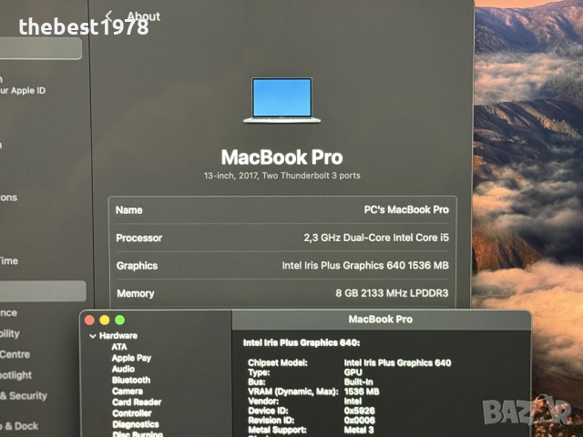 MacBook Pro Retina 13 2017`Core i5-7360U/8GB RAM/256GB SSD/Бат 7ч, снимка 6 - Лаптопи за работа - 53125735