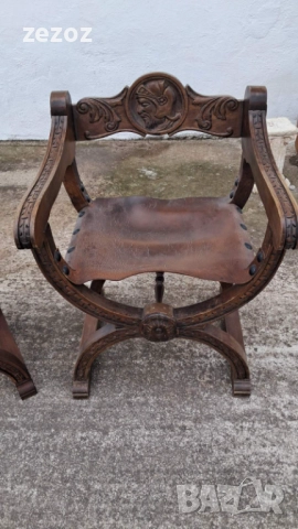 Антикварни кресла масив и кожа, снимка 3 - Дивани и мека мебел - 51846976