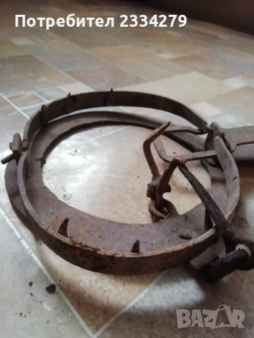 Стар автентичен вълчи капан, ръчно изкован. , снимка 3 - Антикварни и старинни предмети - 53526422