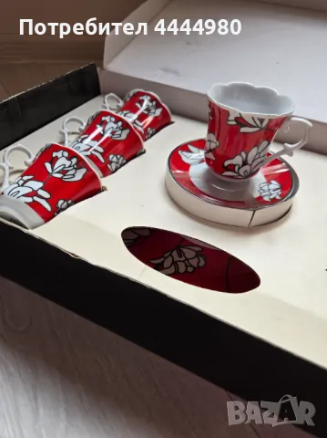 Сервиз от 6 броя за кафе с табличка, снимка 3 - Сервизи - 49897497