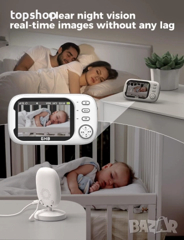 Нов 3.5 инчов бебефон GHB ABM 600 с камера и нощно виждане, VOX режим, двупосочен разговор, песни..., снимка 3 - Бебефони - 52157597