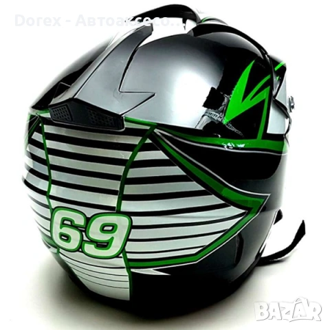 Крос каска за мотор, мотокрос и АТВ - черна със зелено, снимка 2 - Аксесоари и консумативи - 54144990
