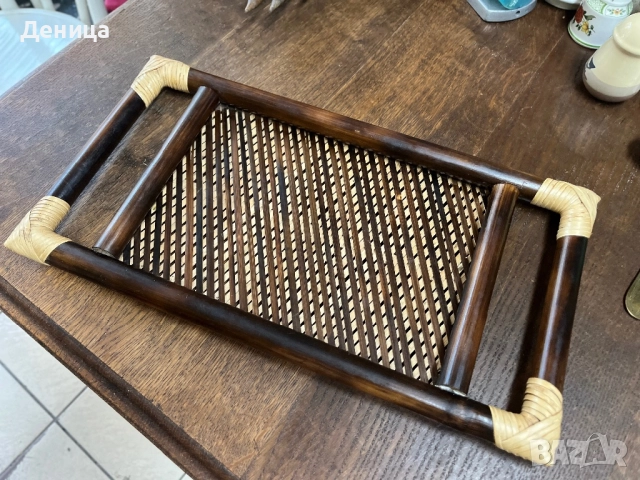 Ръчно изработен бамбуков поднос  Размери с дръжки-44/23.5 см и размери без-31/23.5 см Цена-30 лв , снимка 4 - Декорация за дома - 51517838