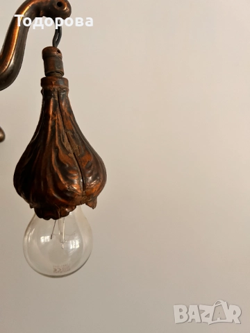 Полюлей от края на 19в. с 5 стандартни фасунги дължина 70см х шир.40см, снимка 3 - Антикварни и старинни предмети - 51472708