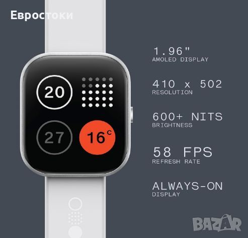 Смарт часовник Nothing CMF Watch Pro, дисплей 1.96'', Bluetooth разговори, цвят: Silver/Light Grey., снимка 6 - Смарт гривни - 46346120