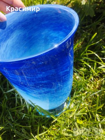 Синя омбре ваза за много лалета 🌷 📐 ВИСОЧИНА 22 СМ ДИАМЕТЪР НА ОТВОРА 15,5 СМ , снимка 8 - Вази - 45683500