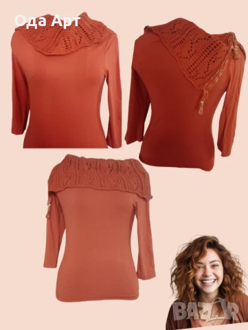 Блузата с плетен детал, вискоза