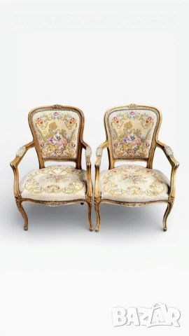 Винтидж френски кресла с гоблен комплект