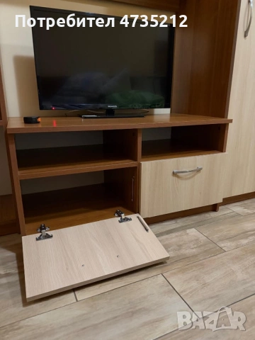 Холна секция с гардероб, витрина и тв шкаф, снимка 2 - Секции и витрини - 53446975