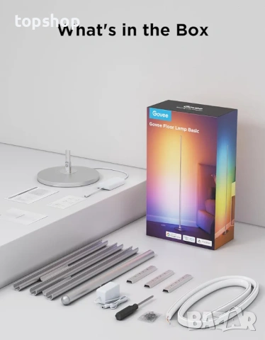 Чисто нова, запечатана Смарт LED лампа Govee Floor Lamp Lite – RGBIC, Alexa & Google, 142см , снимка 9 - Лед осветление - 53224176