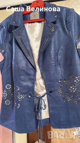 Кожен елек с бродерия М