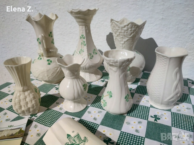 Ръчно рисувани вази Belleek Ирландия, снимка 6 - Вази - 53656650