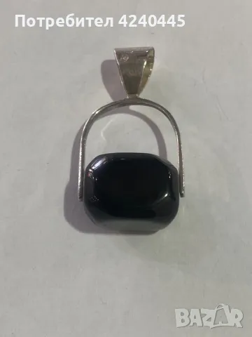 Сребърна висулка с оникс, снимка 4 - Колиета, медальони, синджири - 50312547