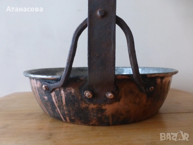 Стар голям меден тиган 1930 г, снимка 6 - Антикварни и старинни предмети - 53581896