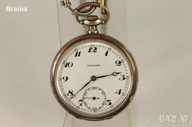 1920"s MOVADO Сребърен Джобен Швейцарски Часовник, снимка 3 - Антикварни и старинни предмети - 51758064