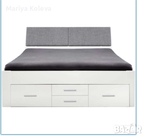 ПРОДАВАМ бяло легло с ракла и чекмеджета, снимка 2 - Спални и легла - 51782303