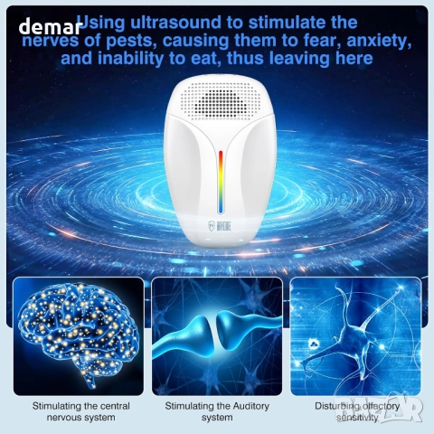 2025 подобрена версия ултразвуков репелент за вредители и насекоми, 3 режима, 6 броя, снимка 3 - Други стоки за дома - 52721821