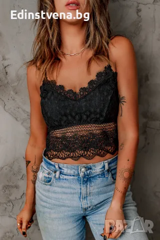 Дамско дантелено бюстие в черно, снимка 1