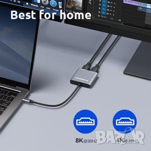 Viagkiki USB C към двоен HDMI адаптер 8K 4K,, снимка 11 - Друга електроника - 45804623