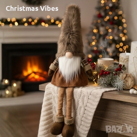 Коледна декоративна кукла с дълги крака - идеална за празничен декор или подарък, снимка 4 - Декорация за дома - 52081176