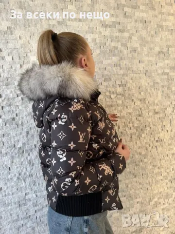 Дамско зимно яке с естествен косъм от лисица и бродирало лого Louis Vuitton🔝Fendi Код D1205, снимка 2 - Якета - 47722904