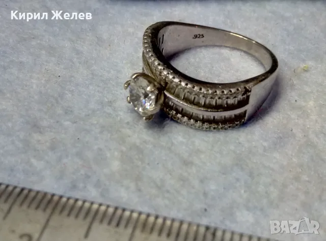 СКЪПОЦЕНЕН СРЕБЪРЕН ПРЪСТЕН СРЕБРО 925 с БЯЛА ПОЗЛАТА и ФАСЕТИРАНИ ЦИРКОНИ и МОЙСАНИТ КАМЪНИ 36964