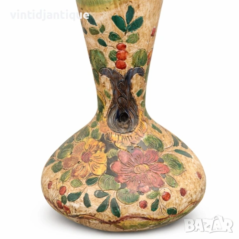 Декоративен керамичен съд с ръчно рисувани флорални мотиви, снимка 2 - Вази - 53935997