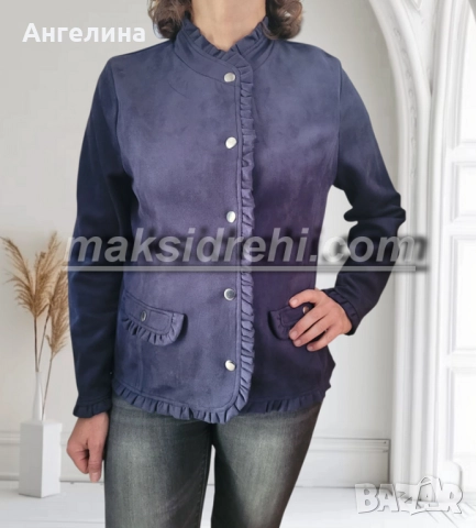 Елегантно дамско сако от плат, имитиращ велур., снимка 2 - Якета - 52386328