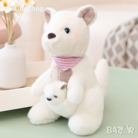 Кенгуру с бебе – Мека плюшена играчка 35см, снимка 5 - Плюшени играчки - 53276286