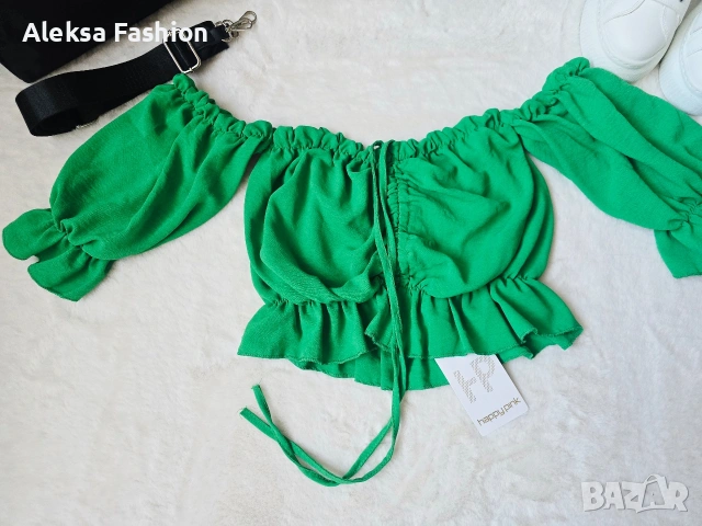Дамска зелена блуза , снимка 5 - Блузи с дълъг ръкав и пуловери - 47560505