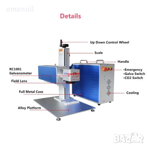 Fiber Laser CO2 DAVI 30/40/60/80W лазер лазерно гравиране маркиране, снимка 2 - Други машини и части - 45944674