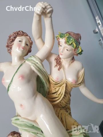 нимфи статуетка 46см-5кг/еротика/голяма керамична фигура на голи момичета, снимка 3 - Антикварни и старинни предмети - 51302277