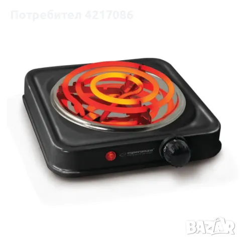 Котлон Esperanza EKH012K, 1000W, Открит нагревател, 5 нива, Черен, 2 ГОДИНИ ГАРАНЦИЯ, снимка 1 - Котлони - 47062080