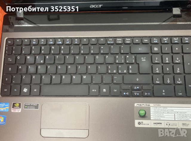 Laptop Acer Aspire 5750G - Core i7 - 500 GB - NVIDIA - Windows 7, снимка 2 - Лаптопи за работа - 44952484