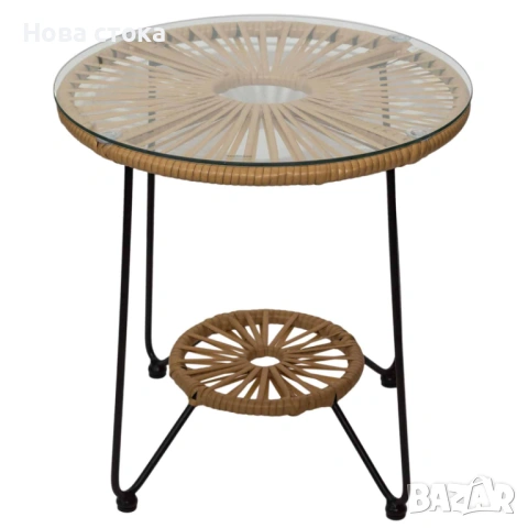 Градински комплект – маса с 2 стола, PVC ратан с черна метална рамка, снимка 6 - Градински мебели, декорация  - 54006653