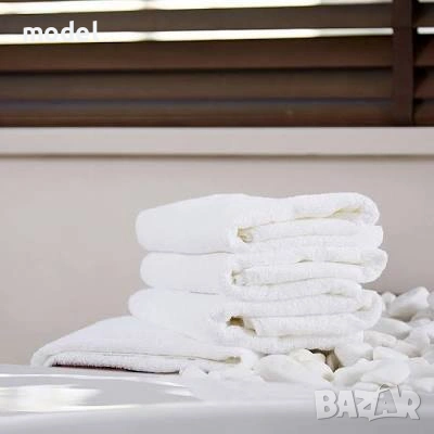 Бяла хавлиена кърпа 100% памук – 450 гр/м², снимка 5 - Хавлиени кърпи - 54292183