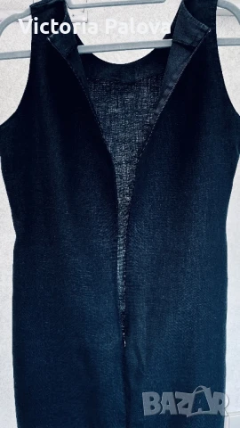 Модерна черна ленена рокля 