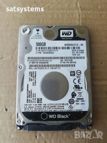 Хард диск Laptop Western Digital Black WDC WD5000LPLX 500GB SATA 6.0Gb/s, снимка 2 - Твърди дискове - 45216641