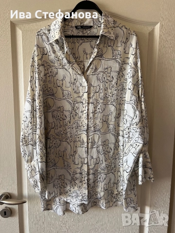 Нова елегантна луксозна овърсайз бяла риза zara Zara Зара Мароко Morocco слончета , снимка 3 - Ризи - 51646828