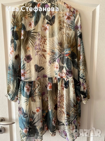 Елегантна къса ежедневна феерична рокля hm екзотичен принт свободна кройка силует, снимка 2 - Рокли - 44639495
